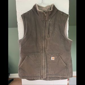 Women’s Relaxed Fit Washed Duck Sherpa Lined Mock Neck Vest